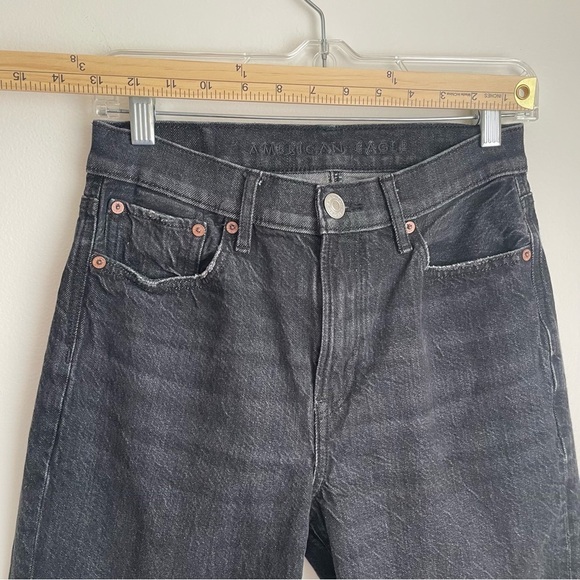 American Eagle 90's Boyfriend black jeans Size 2 grey retro mom dad relaxed high - Picture 7 of 14